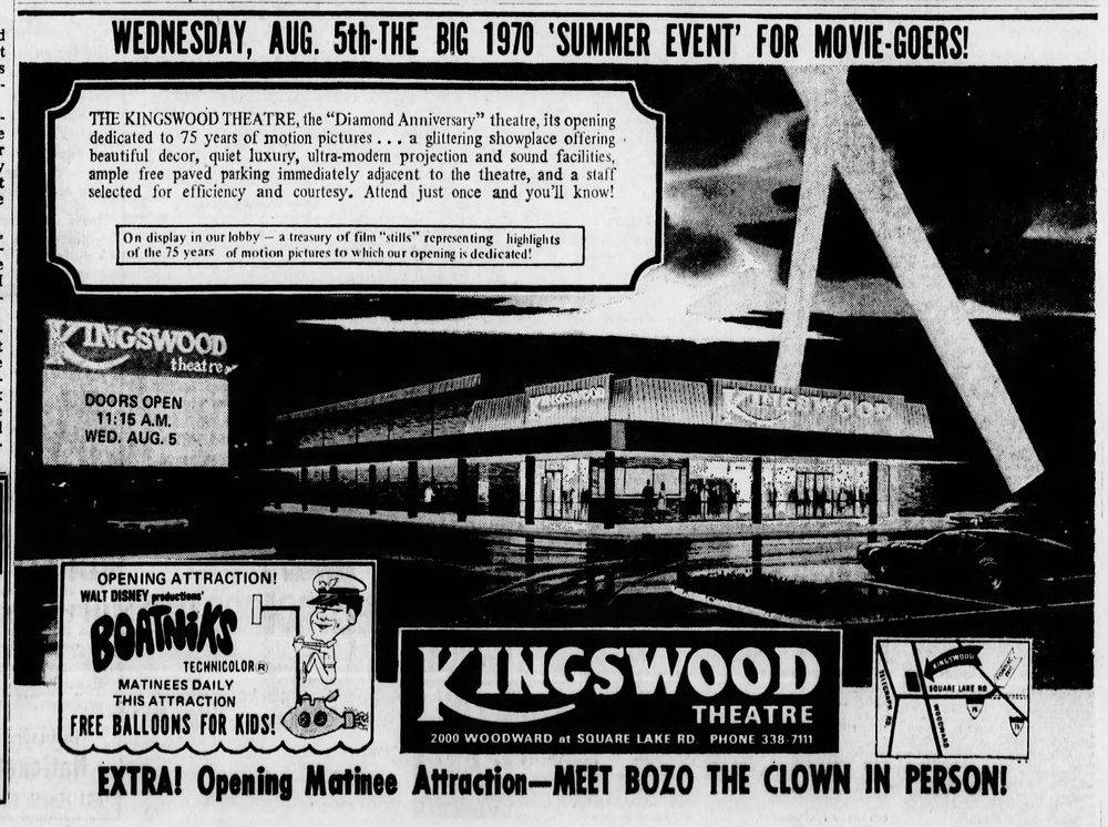Kingswood Theatre - Aug 2 1970 Grand Opening With Picture Of Theater (newer photo)